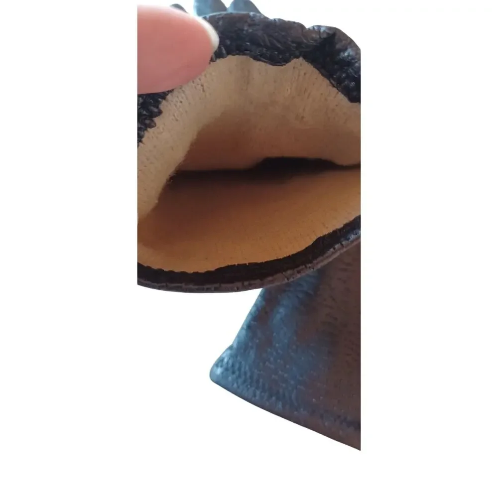 Vintage Peccary Black Leather Gloves Women's Medium Classic Durable Old Money